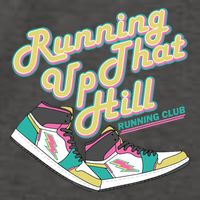 Running Up That Hill Retro Running Marathon Track Cross Vector Backpack