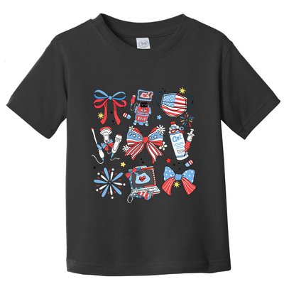 Retro Ultrasound Tech Coquette 4th Of July Sonographer Girly Toddler T-Shirt