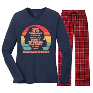 Ruth B Ginsberg Fight The Things You Care About Quote Women's Long Sleeve Flannel Pajama Set 