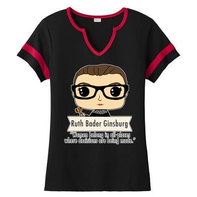 Ruth Bader Ginsburg Cute Cartoon Quote Ladies Halftime Notch Neck Tee