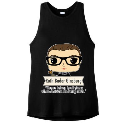 Ruth Bader Ginsburg Cute Cartoon Quote Ladies PosiCharge Tri-Blend Wicking Tank