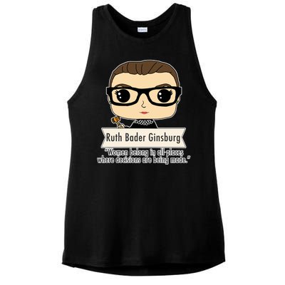 Ruth Bader Ginsburg Cute Cartoon Quote Ladies PosiCharge Tri-Blend Wicking Tank