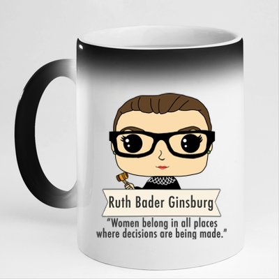 Ruth Bader Ginsburg Cute Cartoon Quote 11oz Black Color Changing Mug