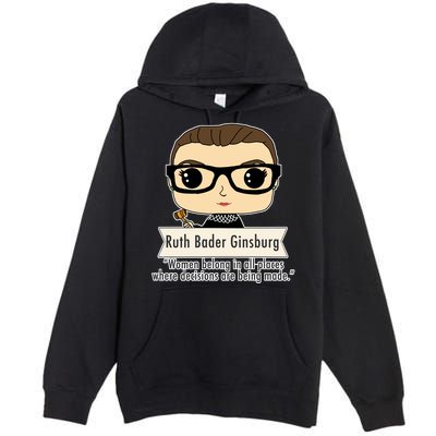 Ruth Bader Ginsburg Cute Cartoon Quote Premium Pullover Hoodie