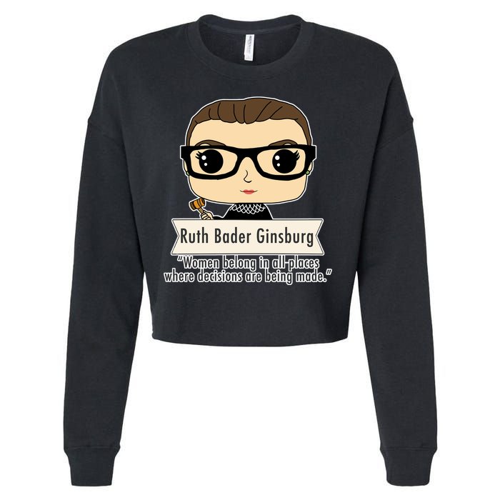 Ruth Bader Ginsburg Cute Cartoon Quote Cropped Pullover Crew