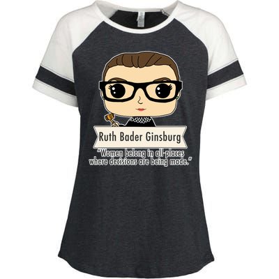 Ruth Bader Ginsburg Cute Cartoon Quote Enza Ladies Jersey Colorblock Tee