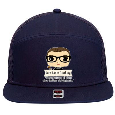 Ruth Bader Ginsburg Cute Cartoon Quote 7 Panel Mesh Trucker Snapback Hat