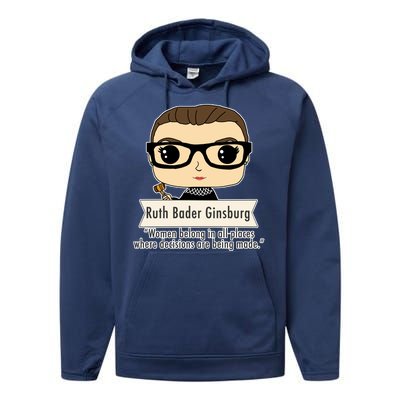 Ruth Bader Ginsburg Cute Cartoon Quote Performance Fleece Hoodie