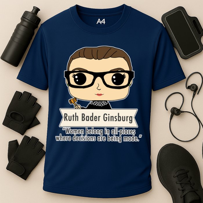 Ruth Bader Ginsburg Cute Cartoon Quote Cooling Performance Crew T-Shirt