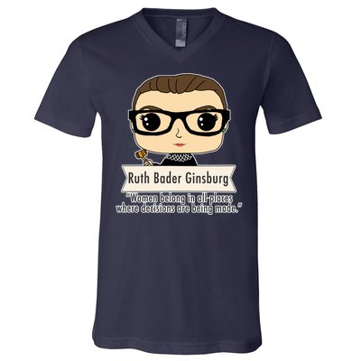 Ruth Bader Ginsburg Cute Cartoon Quote V-Neck T-Shirt