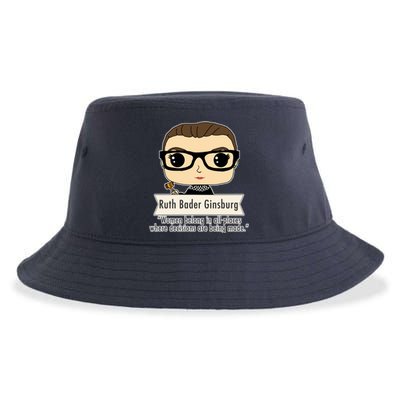 Ruth Bader Ginsburg Cute Cartoon Quote Sustainable Bucket Hat