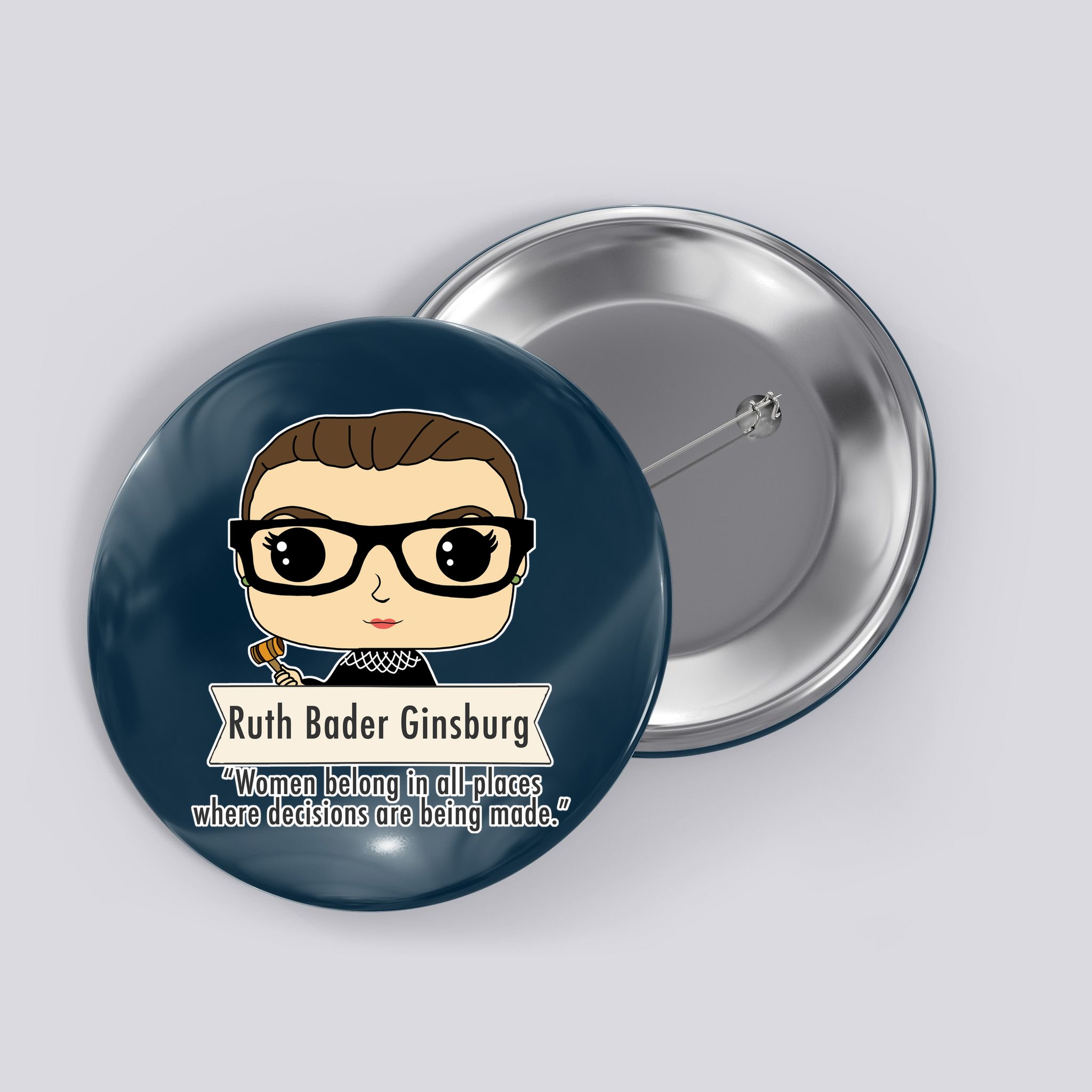 Ruth Bader Ginsburg Cute Cartoon Quote Button
