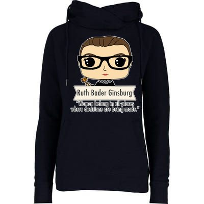 Ruth Bader Ginsburg Cute Cartoon Quote Womens Funnel Neck Pullover Hood