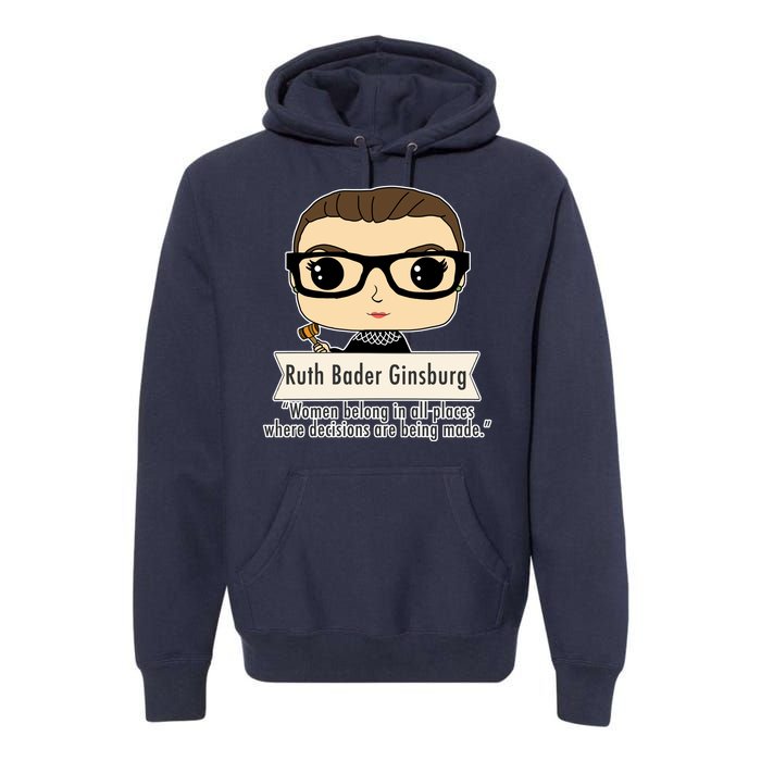 Ruth Bader Ginsburg Cute Cartoon Quote Premium Hoodie