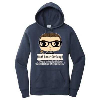 Ruth Bader Ginsburg Cute Cartoon Quote Women's Pullover Hoodie