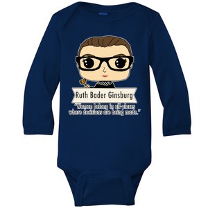 Ruth Bader Ginsburg Cute Cartoon Quote Baby Long Sleeve Bodysuit