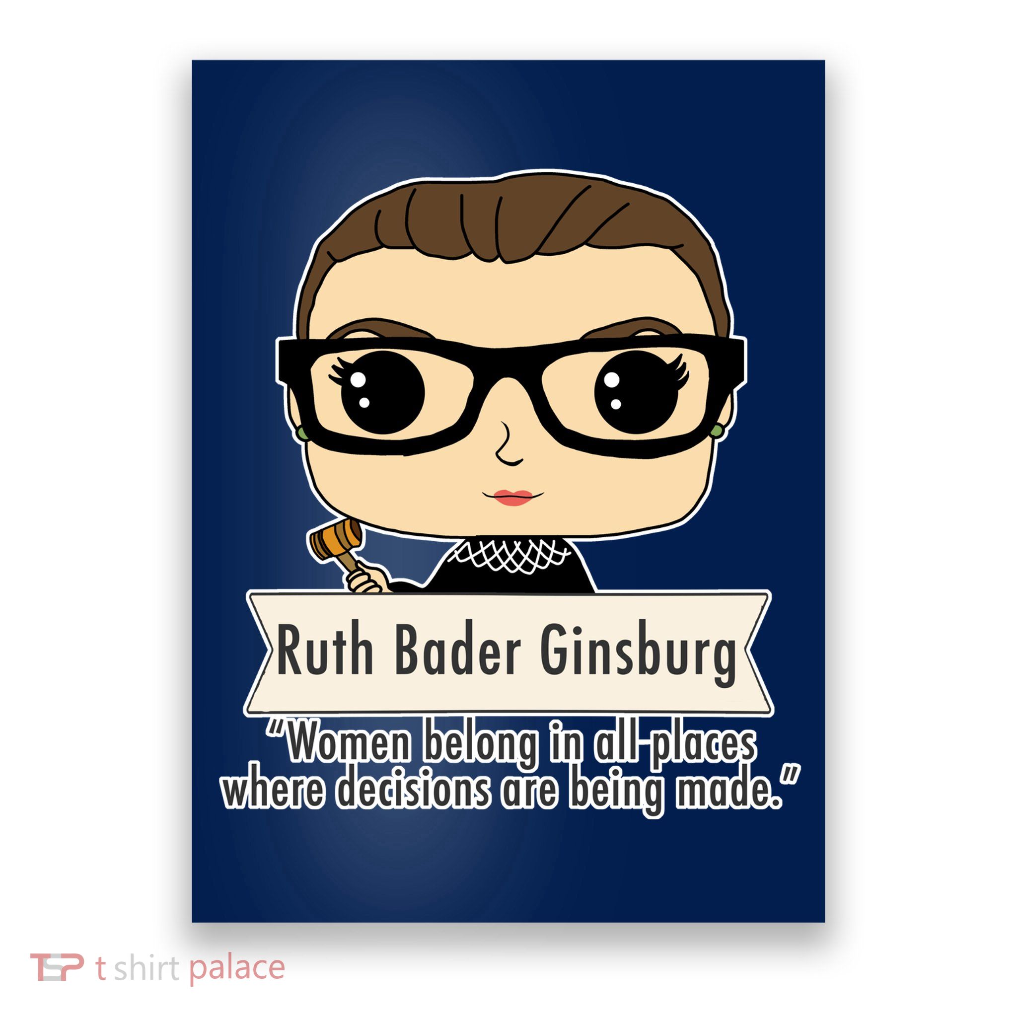 Ruth Bader Ginsburg Cute Cartoon Quote Poster