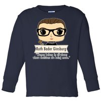 Ruth Bader Ginsburg Cute Cartoon Quote Toddler Long Sleeve Shirt