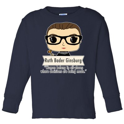 Ruth Bader Ginsburg Cute Cartoon Quote Toddler Long Sleeve Shirt