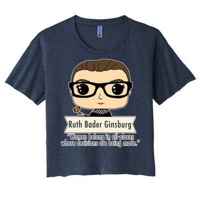 Ruth Bader Ginsburg Cute Cartoon Quote Women's Crop Top Tee