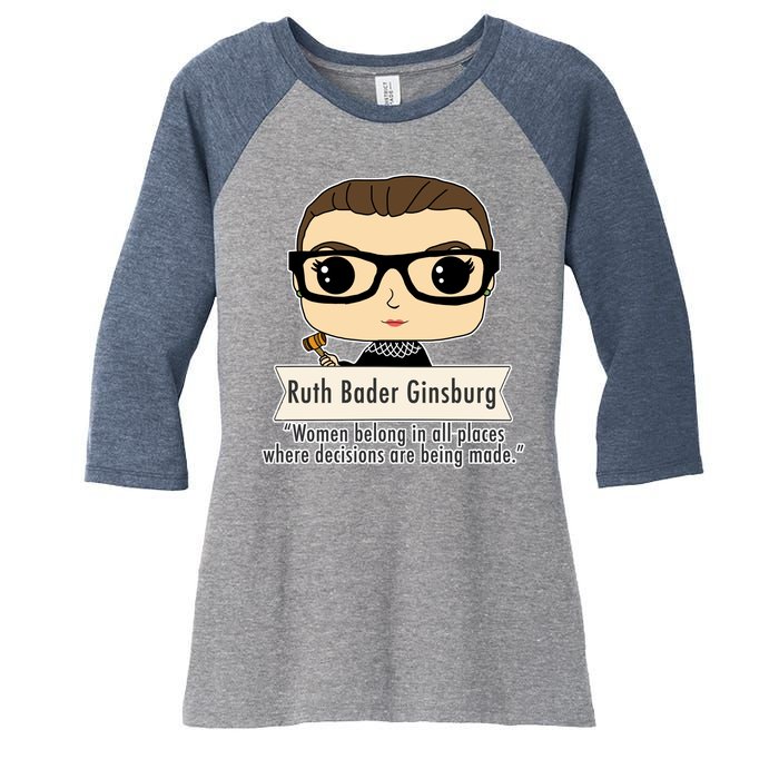 Ruth Bader Ginsburg Cute Cartoon Quote Women's Tri-Blend 3/4-Sleeve Raglan Shirt