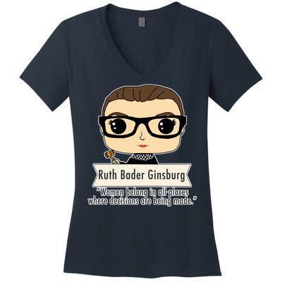 Ruth Bader Ginsburg Cute Cartoon Quote Women's V-Neck T-Shirt