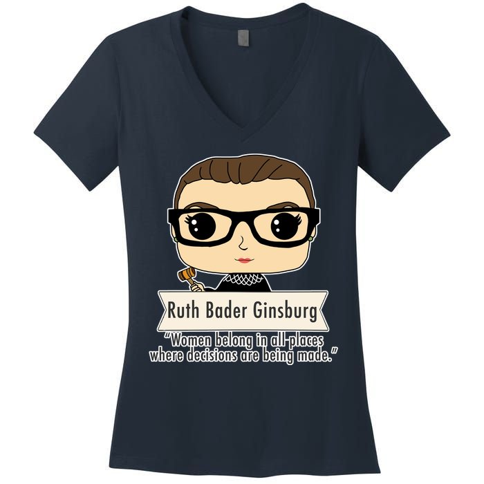 Ruth Bader Ginsburg Cute Cartoon Quote Women's V-Neck T-Shirt