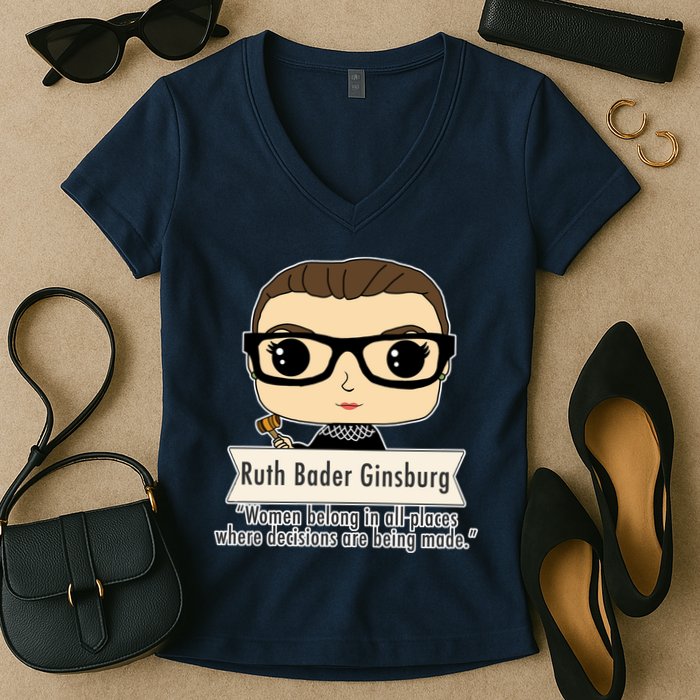 Ruth Bader Ginsburg Cute Cartoon Quote Women's V-Neck T-Shirt