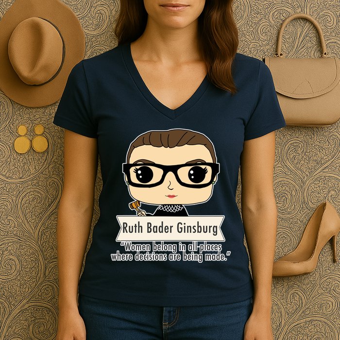 Ruth Bader Ginsburg Cute Cartoon Quote Women's V-Neck T-Shirt