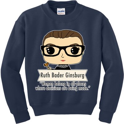 Ruth Bader Ginsburg Cute Cartoon Quote Kids Sweatshirt