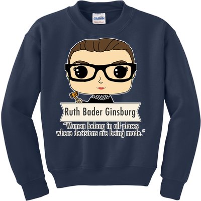 Ruth Bader Ginsburg Cute Cartoon Quote Kids Sweatshirt