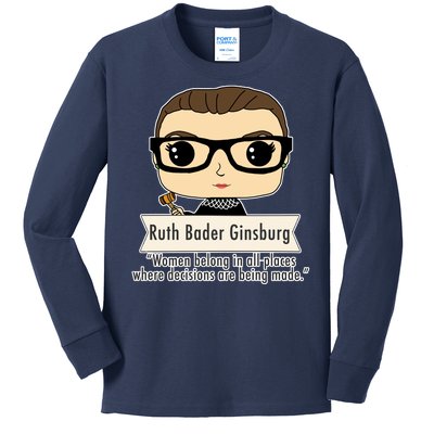 Ruth Bader Ginsburg Cute Cartoon Quote Kids Long Sleeve Shirt