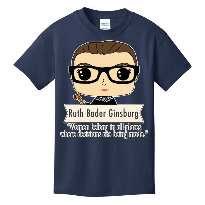 Ruth Bader Ginsburg Cute Cartoon Quote Kids T-Shirt