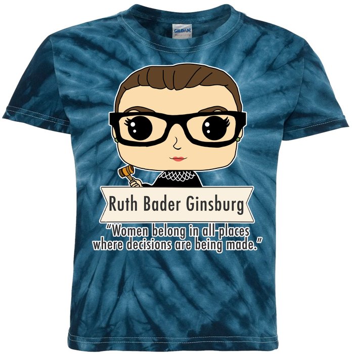 Ruth Bader Ginsburg Cute Cartoon Quote Kids Tie-Dye T-Shirt