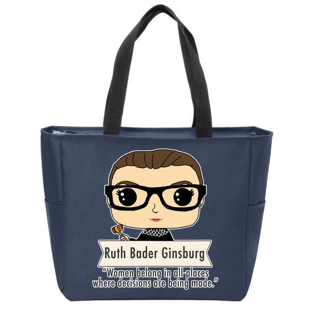 Ruth Bader Ginsburg Cute Cartoon Quote Zip Tote Bag
