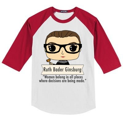 Ruth Bader Ginsburg Cute Cartoon Quote Kids Colorblock Raglan Jersey