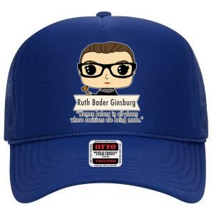 Ruth Bader Ginsburg Cute Cartoon Quote High Crown Mesh Back Trucker Hat