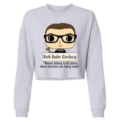 Ruth Bader Ginsburg Cute Cartoon Quote Cropped Pullover Crew