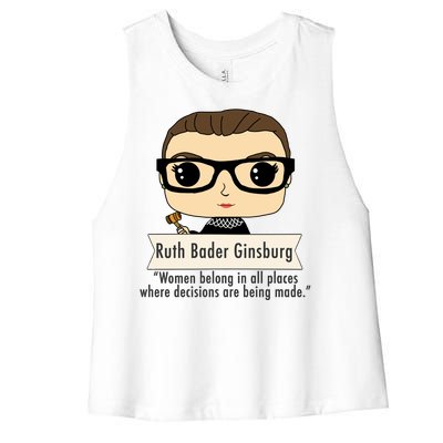 Ruth Bader Ginsburg Cute Cartoon Quote Women's Racerback Cropped Tank