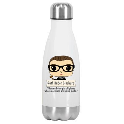 Ruth Bader Ginsburg Cute Cartoon Quote Stainless Steel Insulated Water Bottle