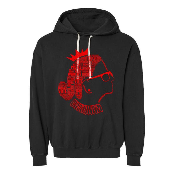 Ruth Bader Ginsburg Face Quotes Red Garment-Dyed Fleece Hoodie