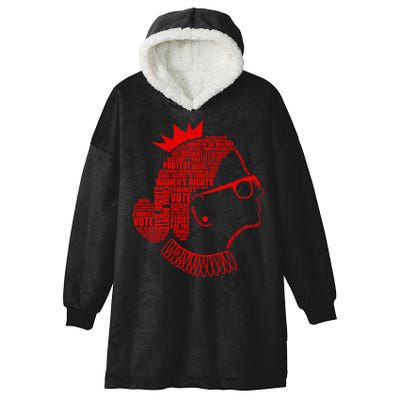 Ruth Bader Ginsburg Face Quotes Red Hooded Wearable Blanket