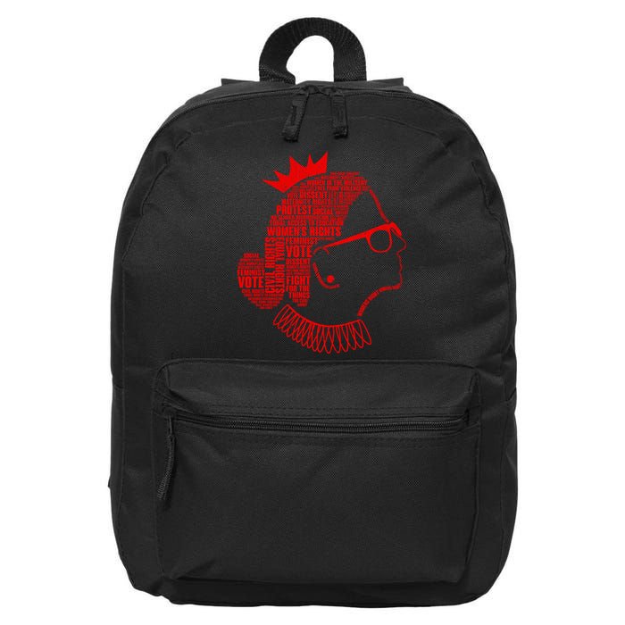 Ruth Bader Ginsburg Face Quotes Red 16 in Basic Backpack