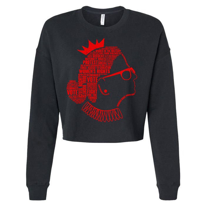Ruth Bader Ginsburg Face Quotes Red Cropped Pullover Crew