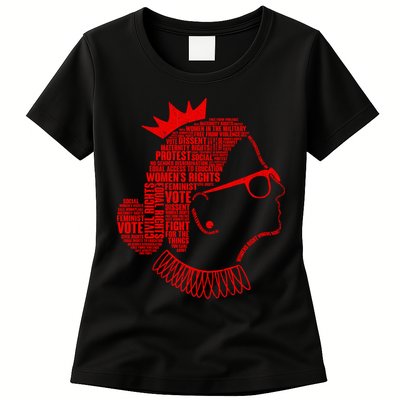 Ruth Bader Ginsburg Face Quotes Red Womens T-Shirt