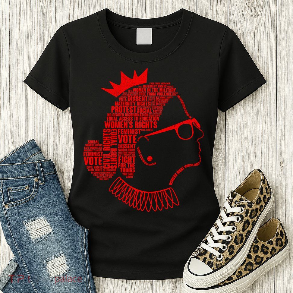 Ruth Bader Ginsburg Face Quotes Red Womens T-Shirt