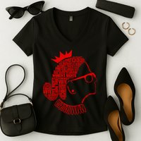 Ruth Bader Ginsburg Face Quotes Red Women's V-Neck T-Shirt