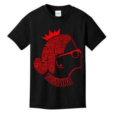 Ruth Bader Ginsburg Face Quotes Red Kids T-Shirt