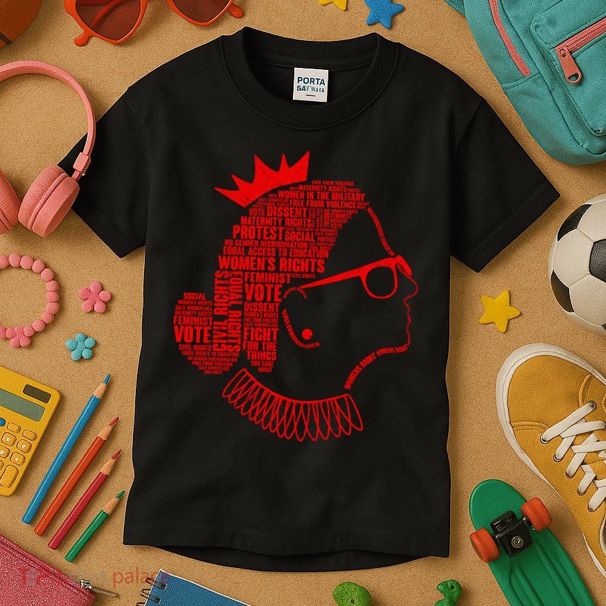 Ruth Bader Ginsburg Face Quotes Red Kids T-Shirt