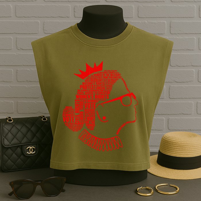 Ruth Bader Ginsburg Face Quotes Red Garment-Dyed Women's Muscle Tee